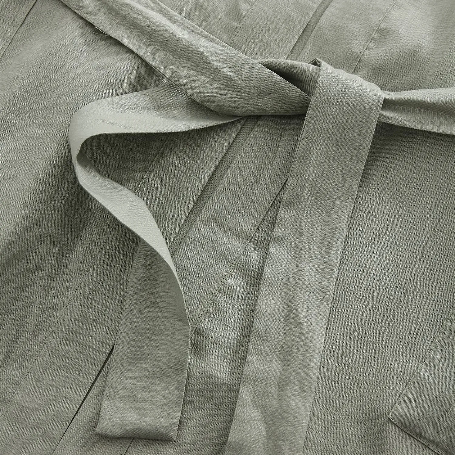 Amazhiyu Womens Pure Linen Mid Length Kimono Robes