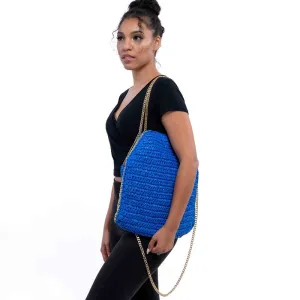 Azure Breeze Straw Bag