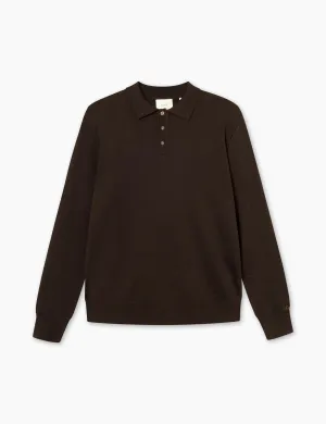 Base Merino Polo Knit | Cold Brown