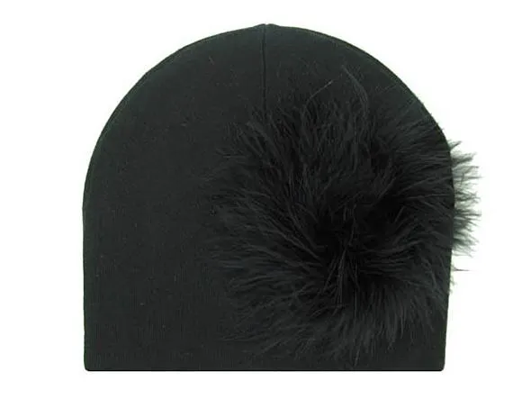 Black Cotton Hat with Black Large regular Marabou