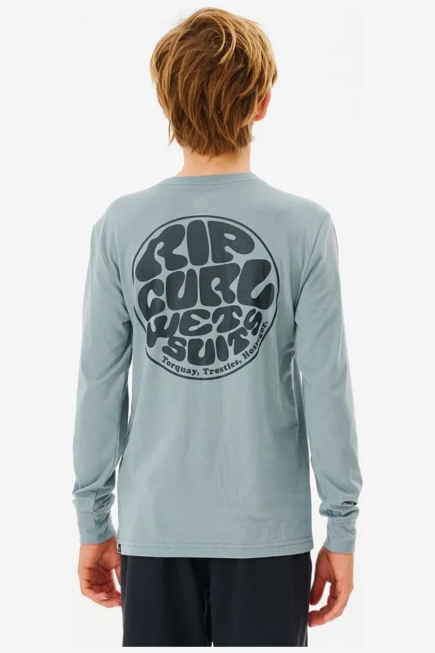 BOYS ICONS L/S RASH VEST - MINERAL BLUE
