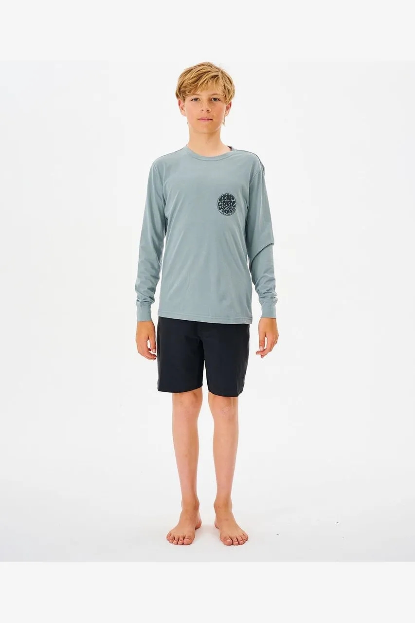 BOYS ICONS L/S RASH VEST - MINERAL BLUE