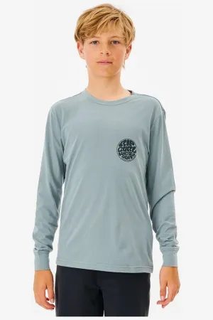 BOYS ICONS L/S RASH VEST - MINERAL BLUE