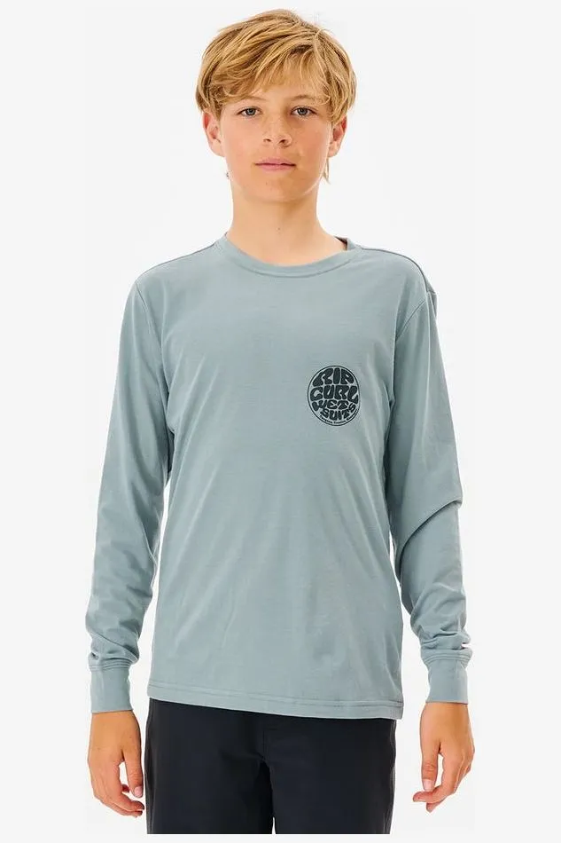 BOYS ICONS L/S RASH VEST - MINERAL BLUE