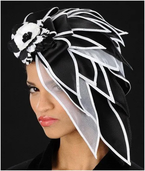 BW1071-Silk leaf fascinator with flower( AVAILABLE IN BLACK)
