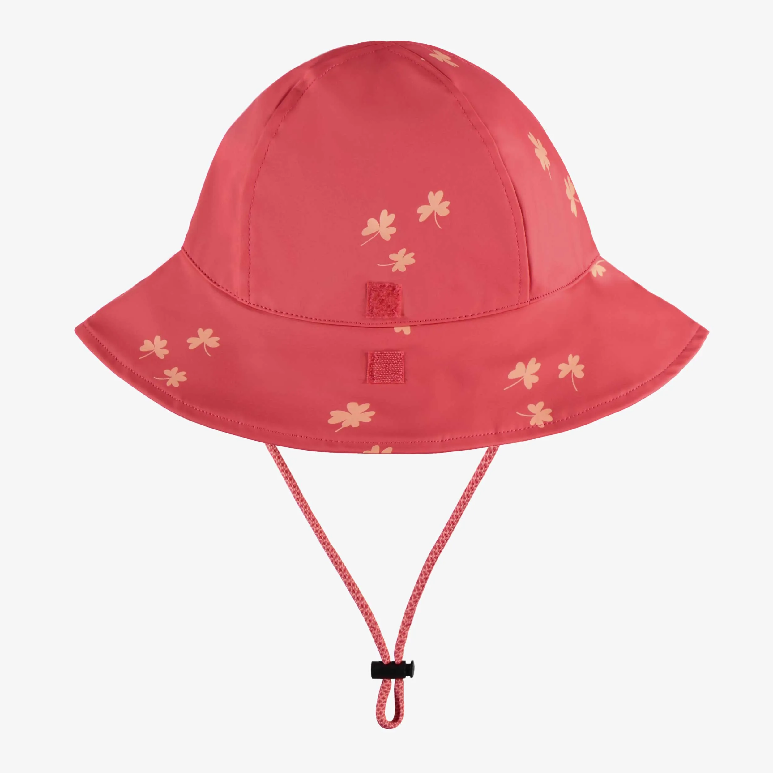 Chapeau de pluie rose à motif en polyuréthane, enfant || Pink rain hat with a print in polyurethane, child