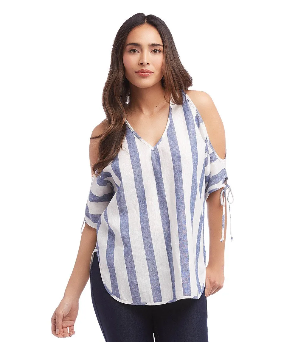 Cold Shoulder Tie Sleeve Top