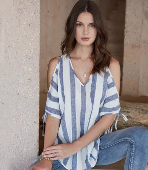 Cold Shoulder Tie Sleeve Top