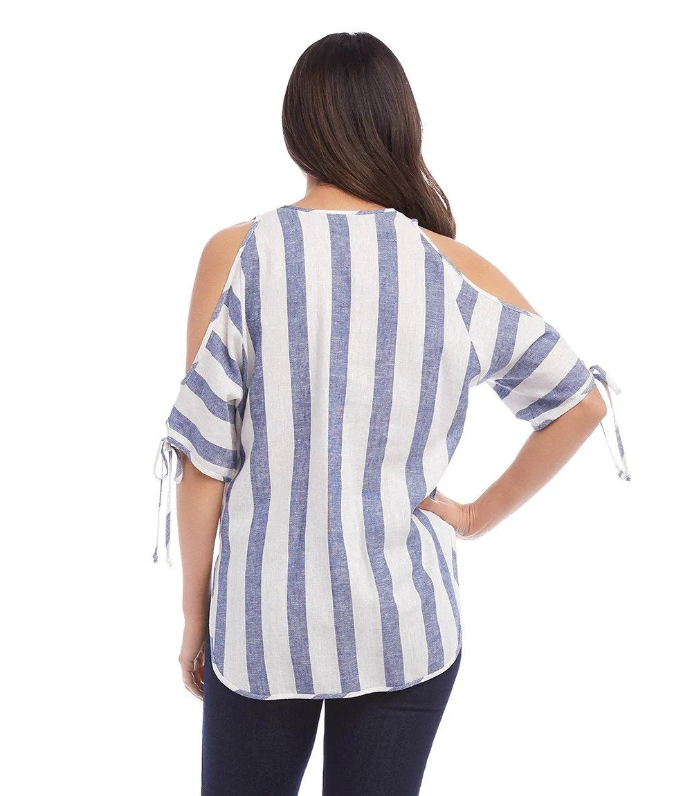Cold Shoulder Tie Sleeve Top