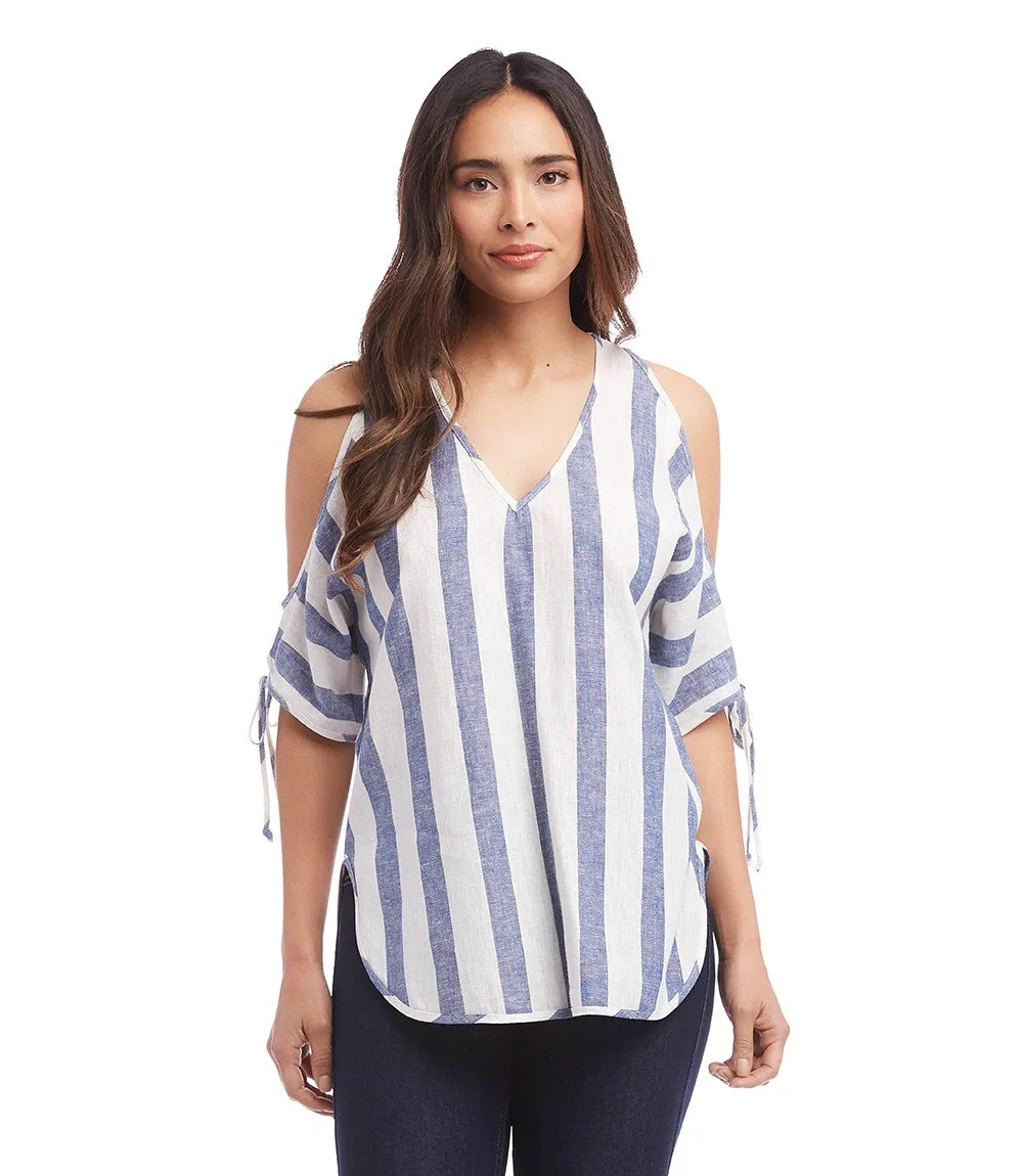 Cold Shoulder Tie Sleeve Top