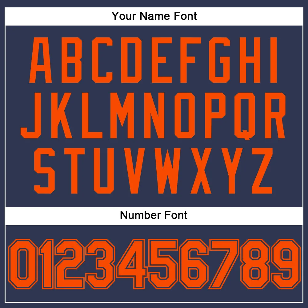 Custom Stitched Navy Orange Sports Pullover Sweatshirt Hoodie