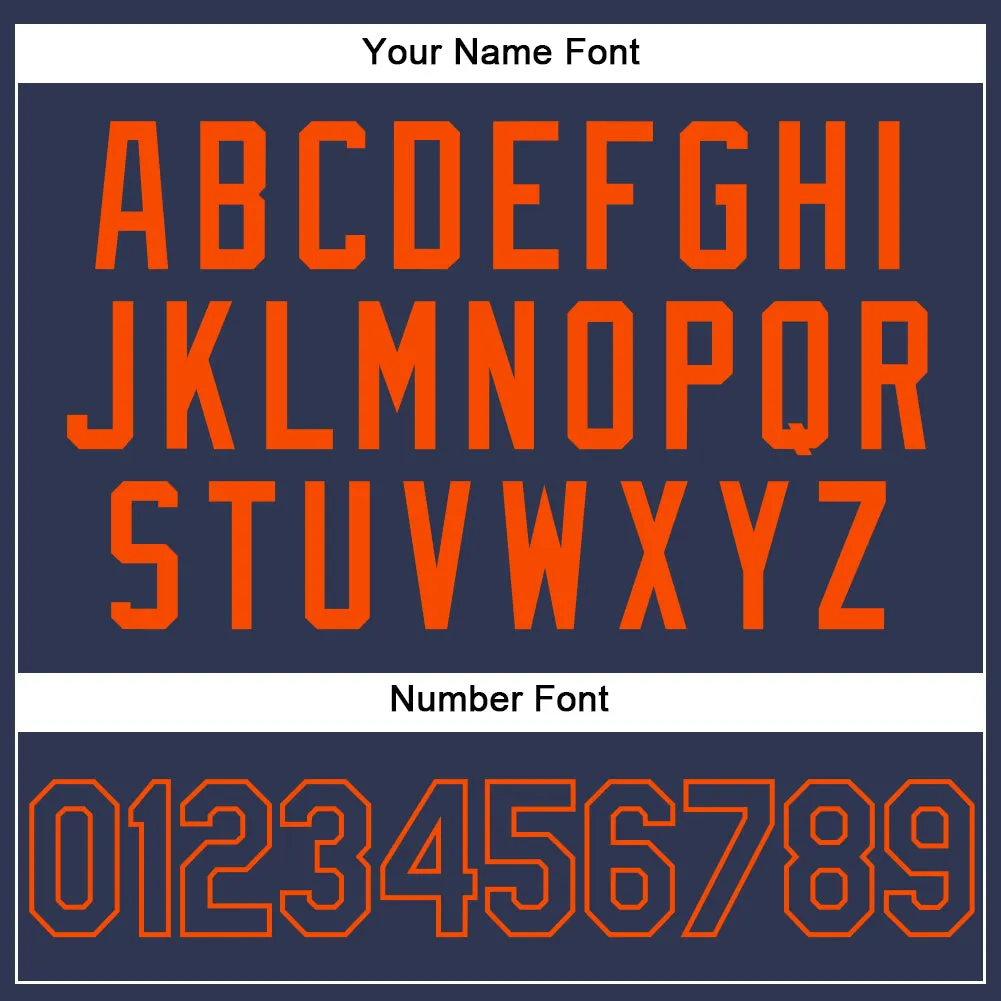 Custom Stitched Navy Orange Sports Pullover Sweatshirt Hoodie