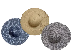 Fashion Hats Ladies Sun Round Woven, Blue, Natural, Eggplant