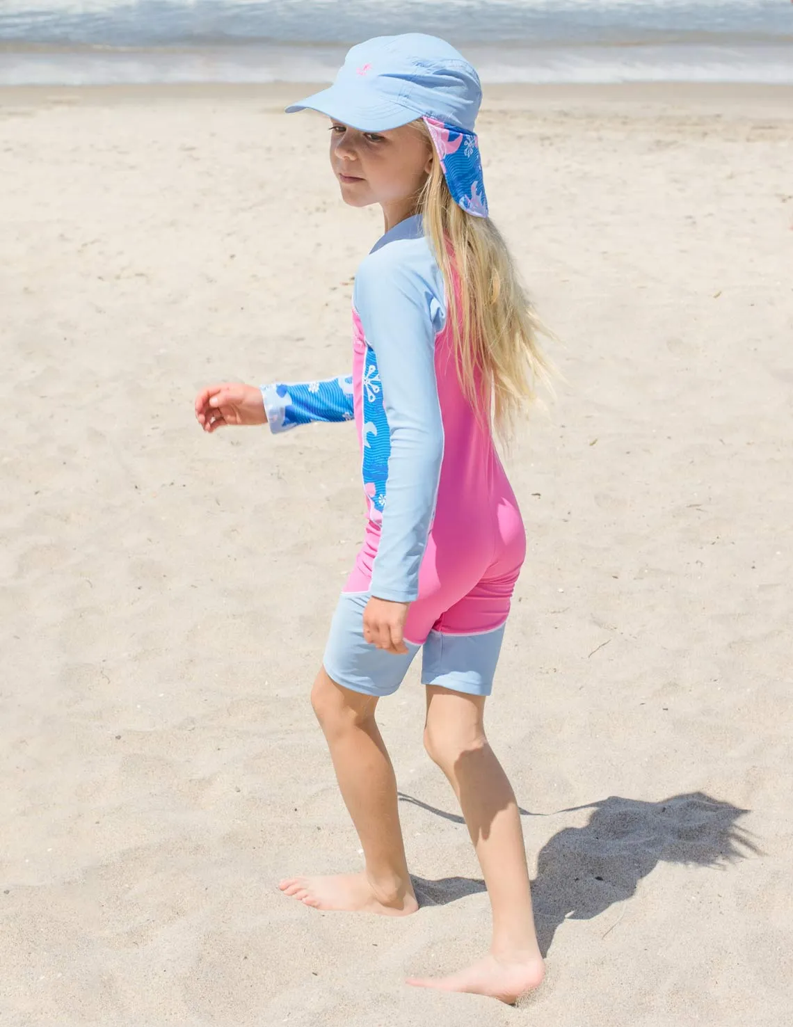 Flap Sun Hat - Pink Wave