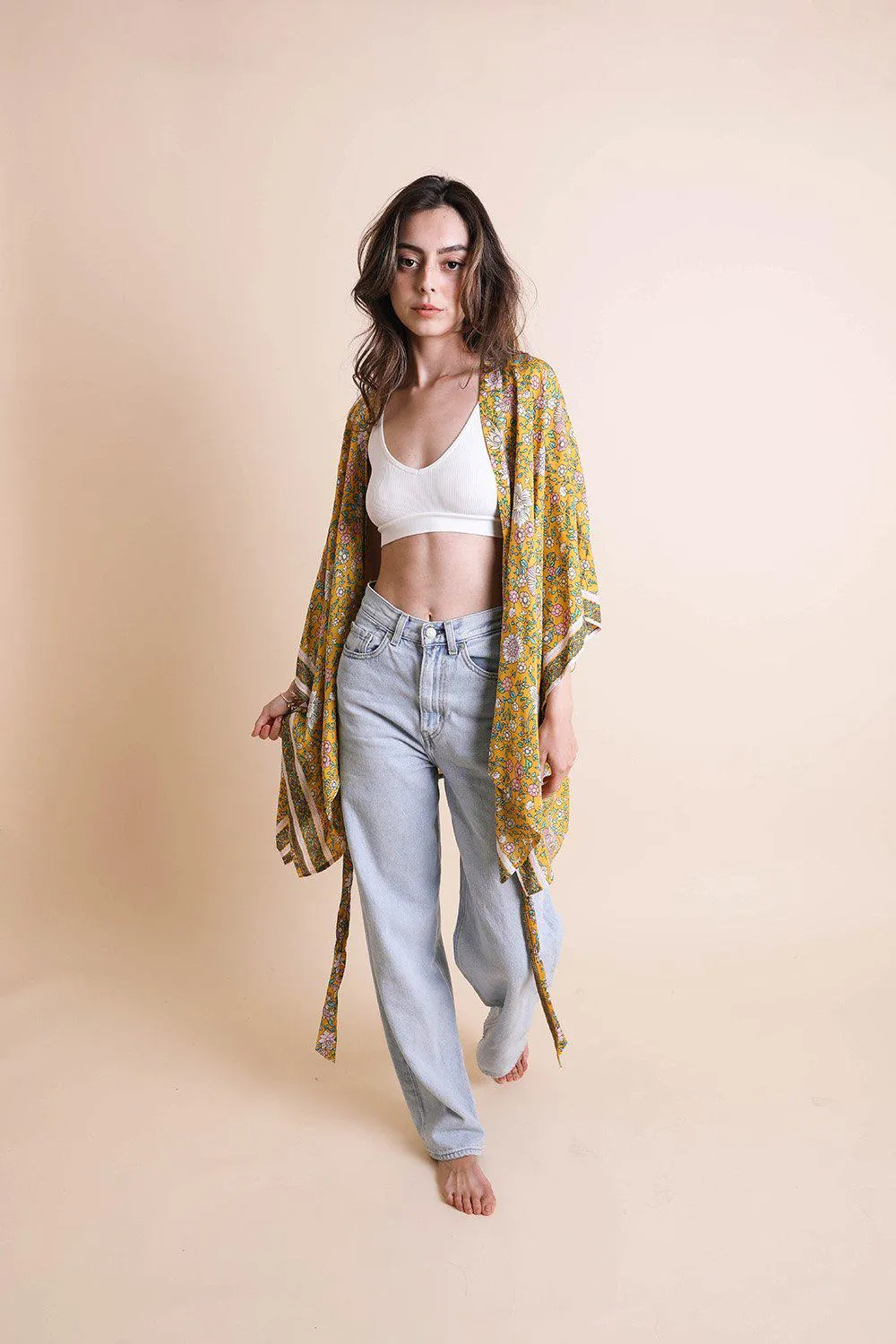 Floral Front Tie Kimono Wrap