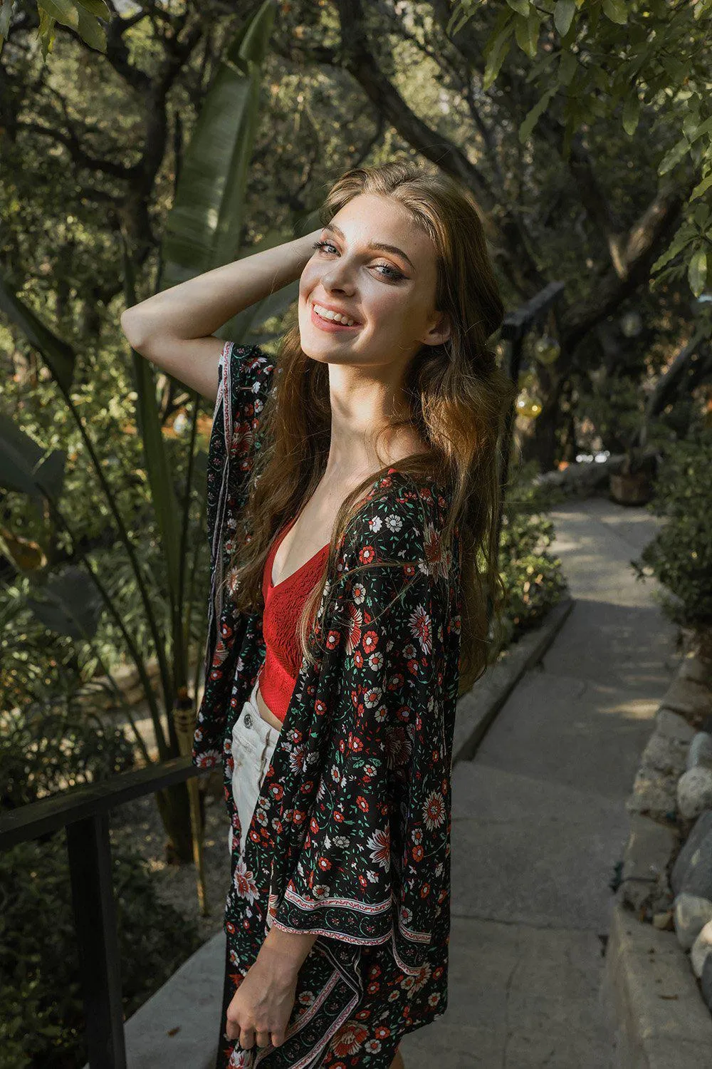 Floral Front Tie Kimono Wrap