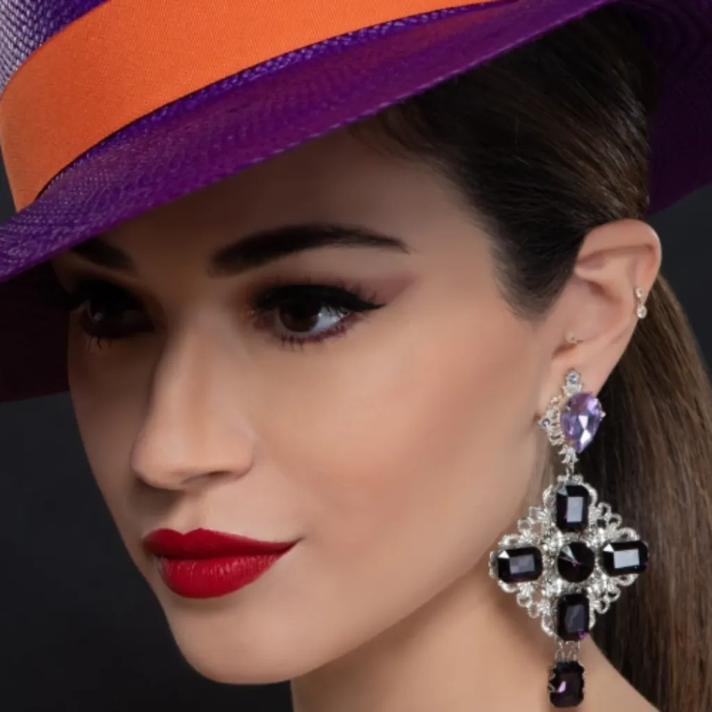 G1427-Purple Gemstone earrings