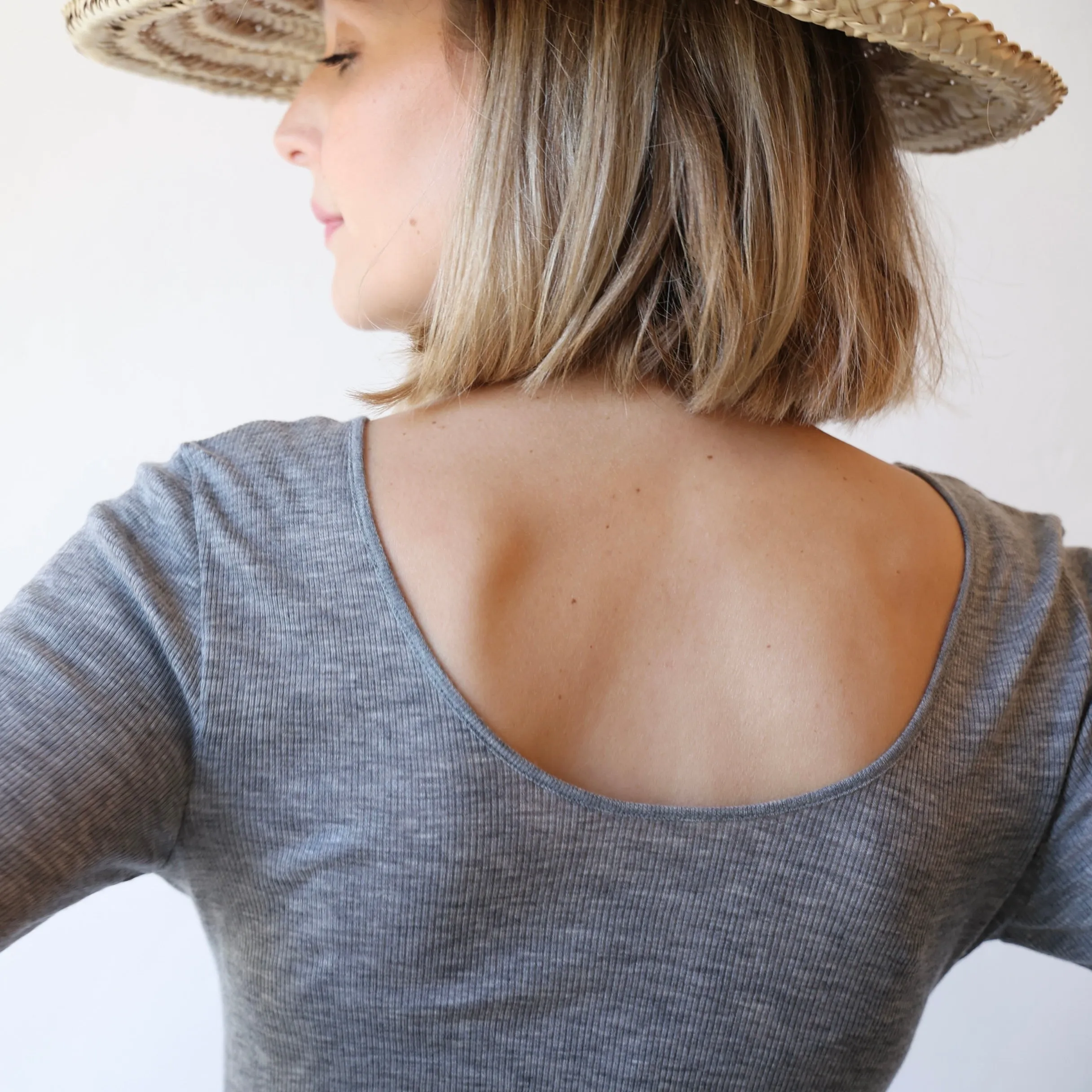 Grisal Cashmere Reversible Open Neckline Knit - Heather Grey