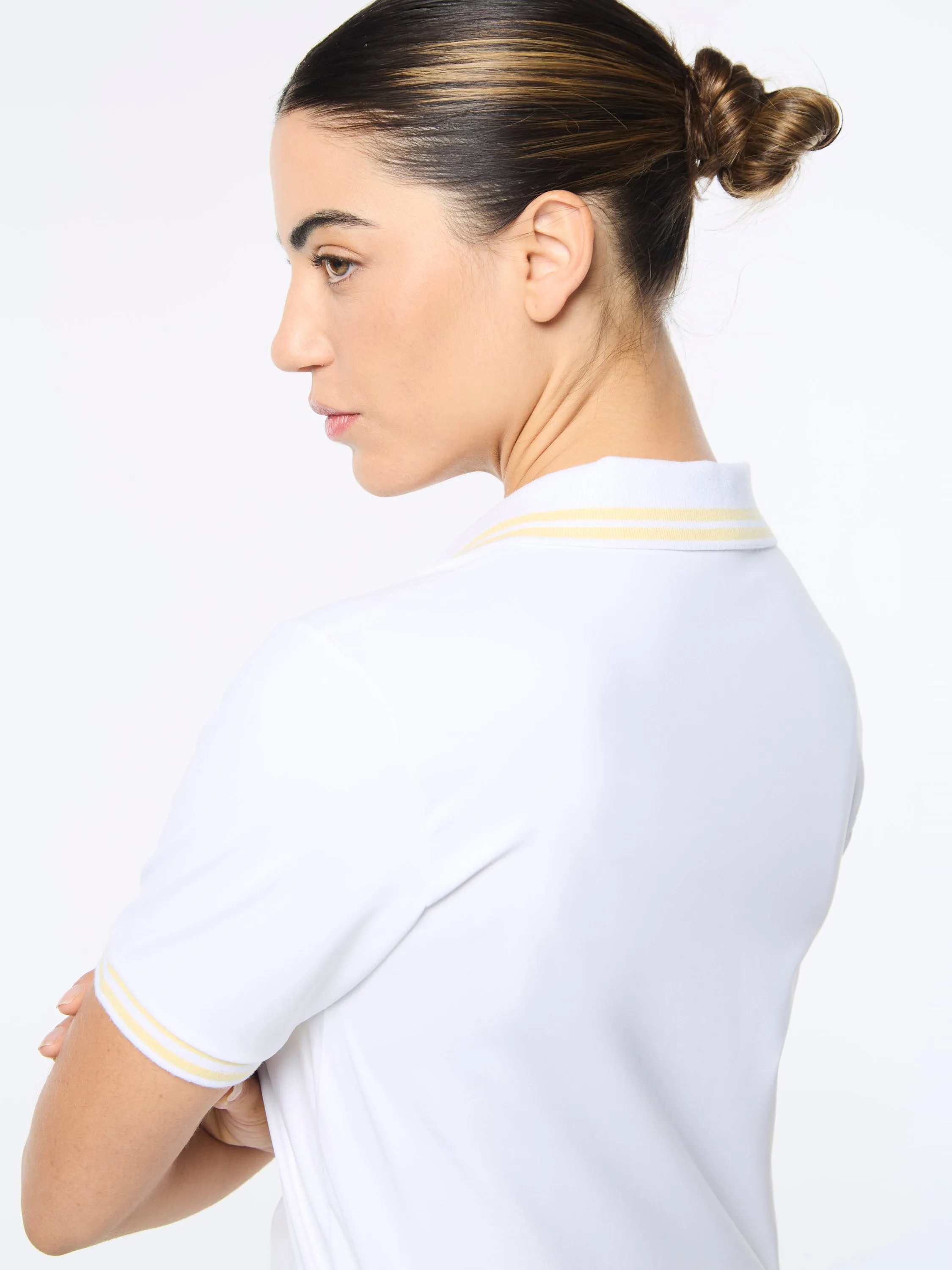 Idalia Cropped Polo- Brilliant White