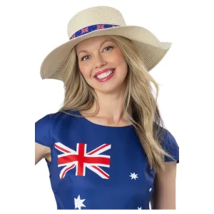 Ladies Australian Flag Straw Sun Hat