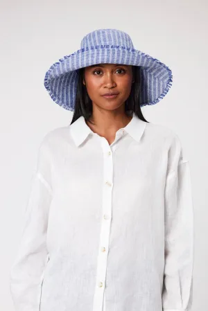 Linen Bucket Hat - Denim Stripe