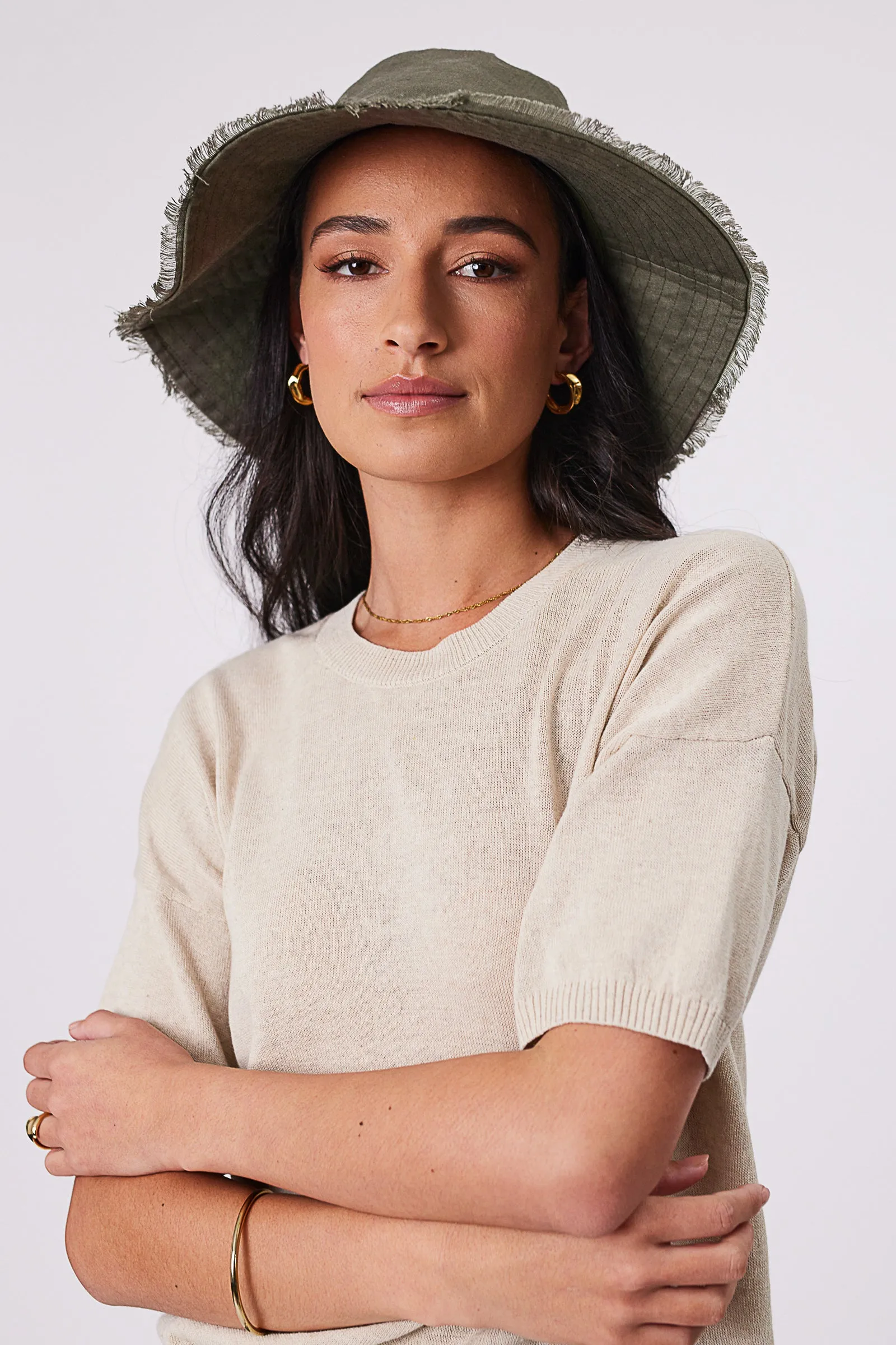 Linen Bucket Hat - Olive