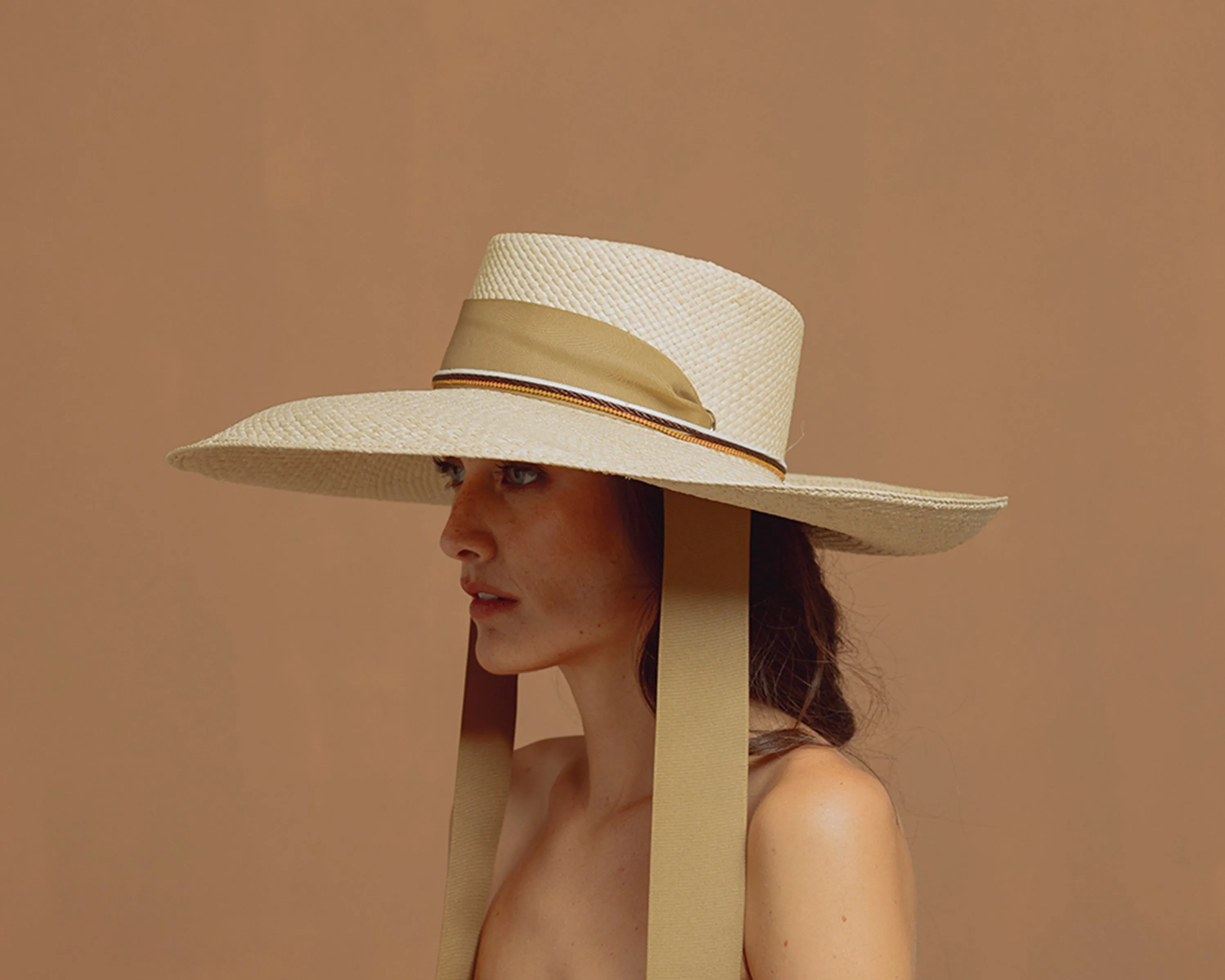 Long Brim Dumont Hat with Adjustable Ribbon
