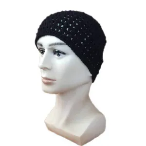 Men Black Hat Crochet