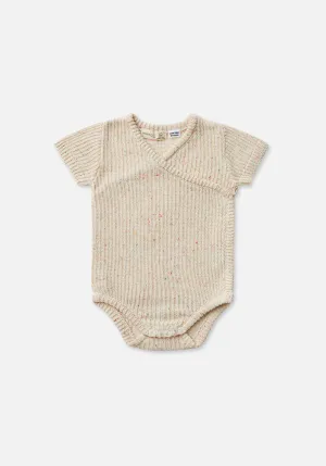 Miann & Co Baby - Short Sleeve Knit Wrap Bodysuit - Biscotti Speckle
