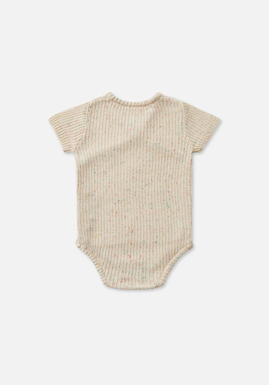 Miann & Co Baby - Short Sleeve Knit Wrap Bodysuit - Biscotti Speckle