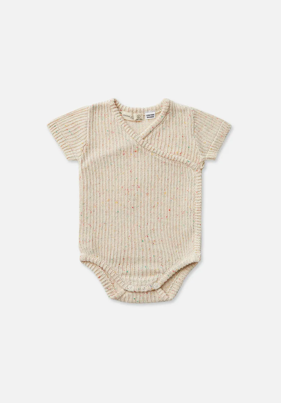 Miann & Co Baby - Short Sleeve Knit Wrap Bodysuit - Biscotti Speckle