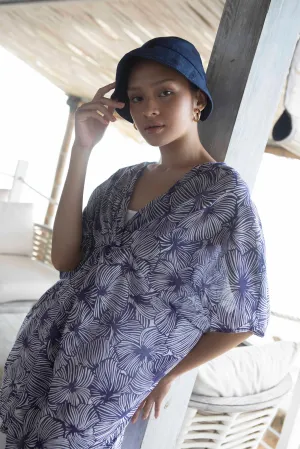 Miki Linen Half Brim Hat Navy
