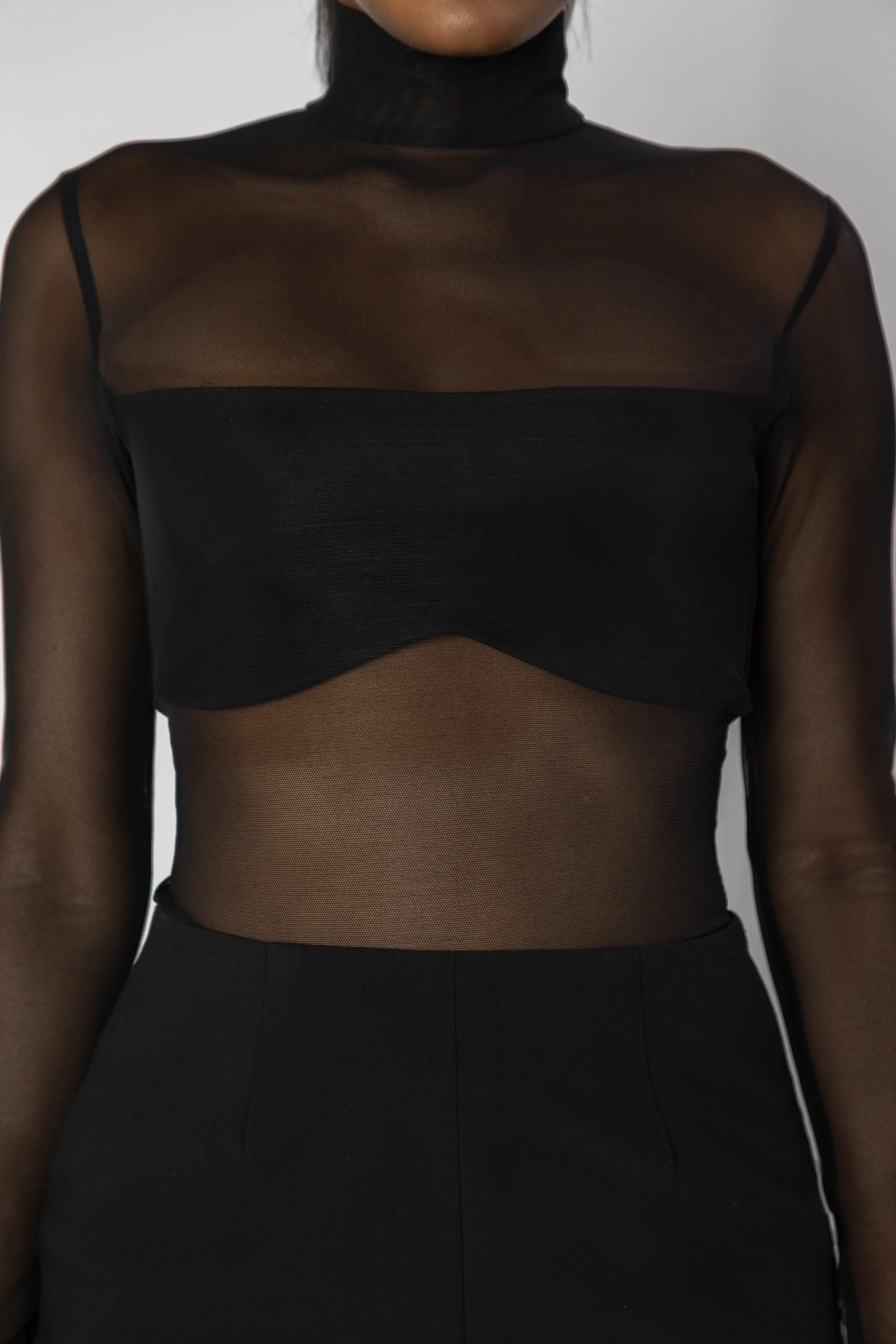 OSTARA Black Sheer Knit Top