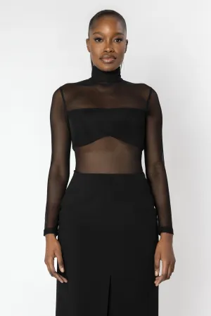 OSTARA Black Sheer Knit Top