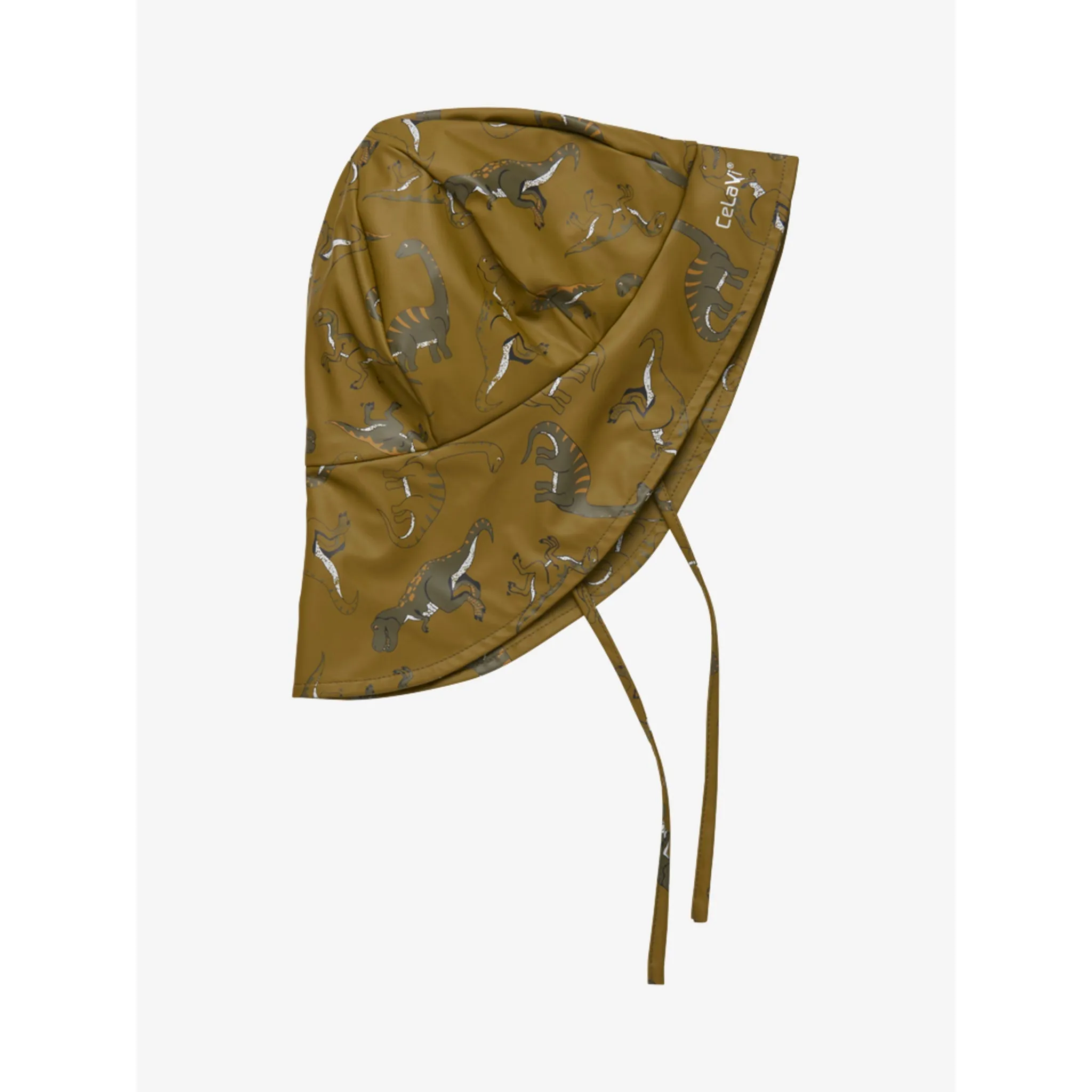 Rain Hat Lined with Fleece - Nutria with Dinos