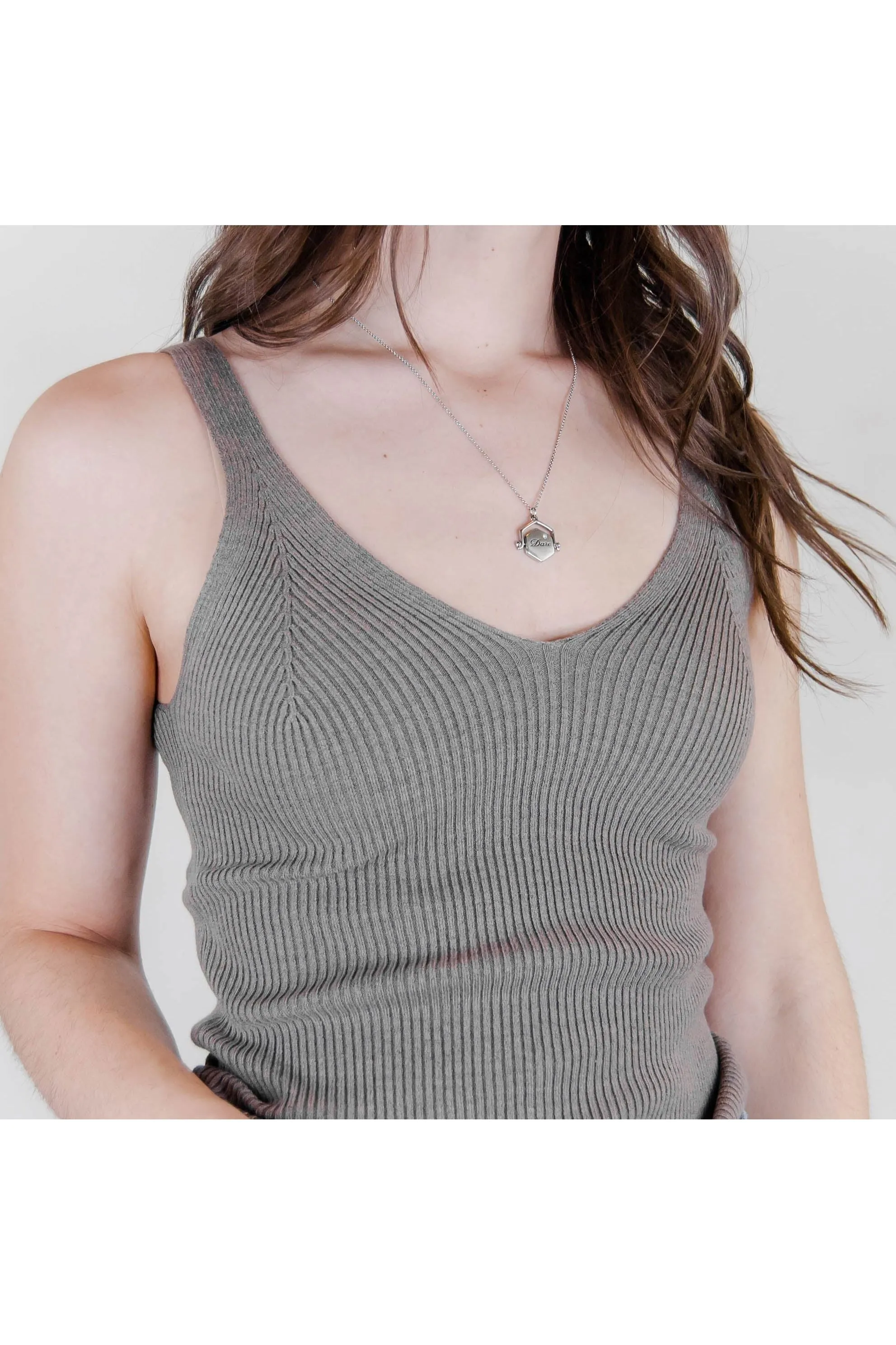 Ribbed Knit Tank Top - Heather Grey