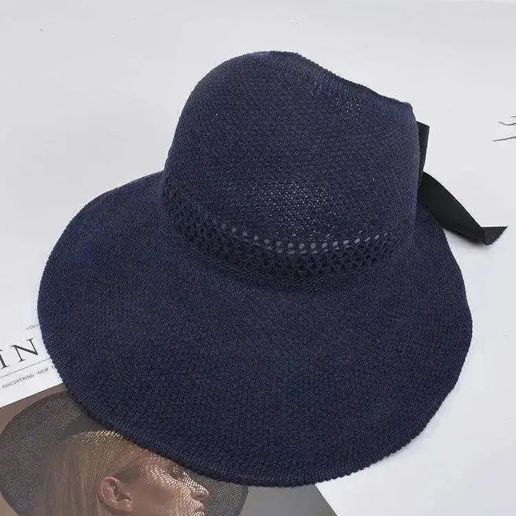 Summer Women Empty Sun Hat Breathable Hollow Foldable Big Brim Sun-proof Visor Cap Straw Hat Outdoor Travel UV Beach Cap
