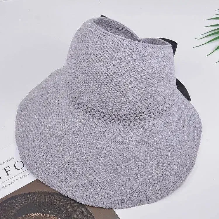 Summer Women Empty Sun Hat Breathable Hollow Foldable Big Brim Sun-proof Visor Cap Straw Hat Outdoor Travel UV Beach Cap