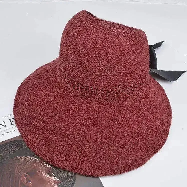 Summer Women Empty Sun Hat Breathable Hollow Foldable Big Brim Sun-proof Visor Cap Straw Hat Outdoor Travel UV Beach Cap