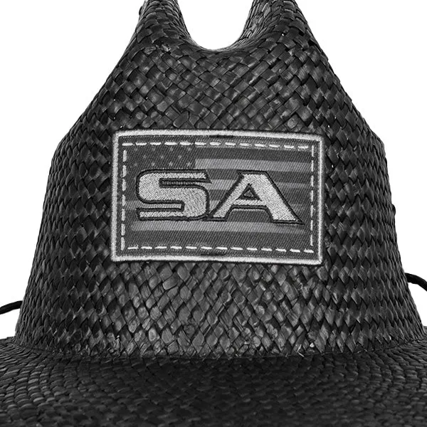 Under Brim Straw Hat | Blackout American Flag 2.0 | Black