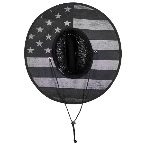 Under Brim Straw Hat | Blackout American Flag 2.0 | Black