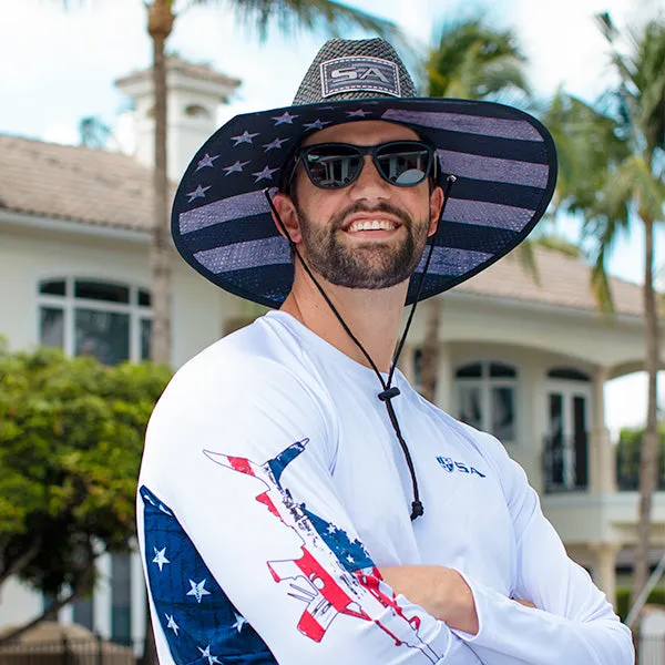 Under Brim Straw Hat | Blackout American Flag 2.0 | Black