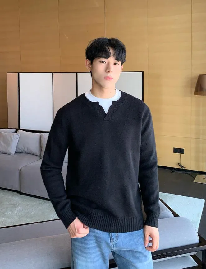 Versatile V-Neck Knit Sweater