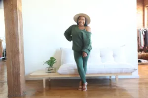 Waffle Knit V-neck Sweater