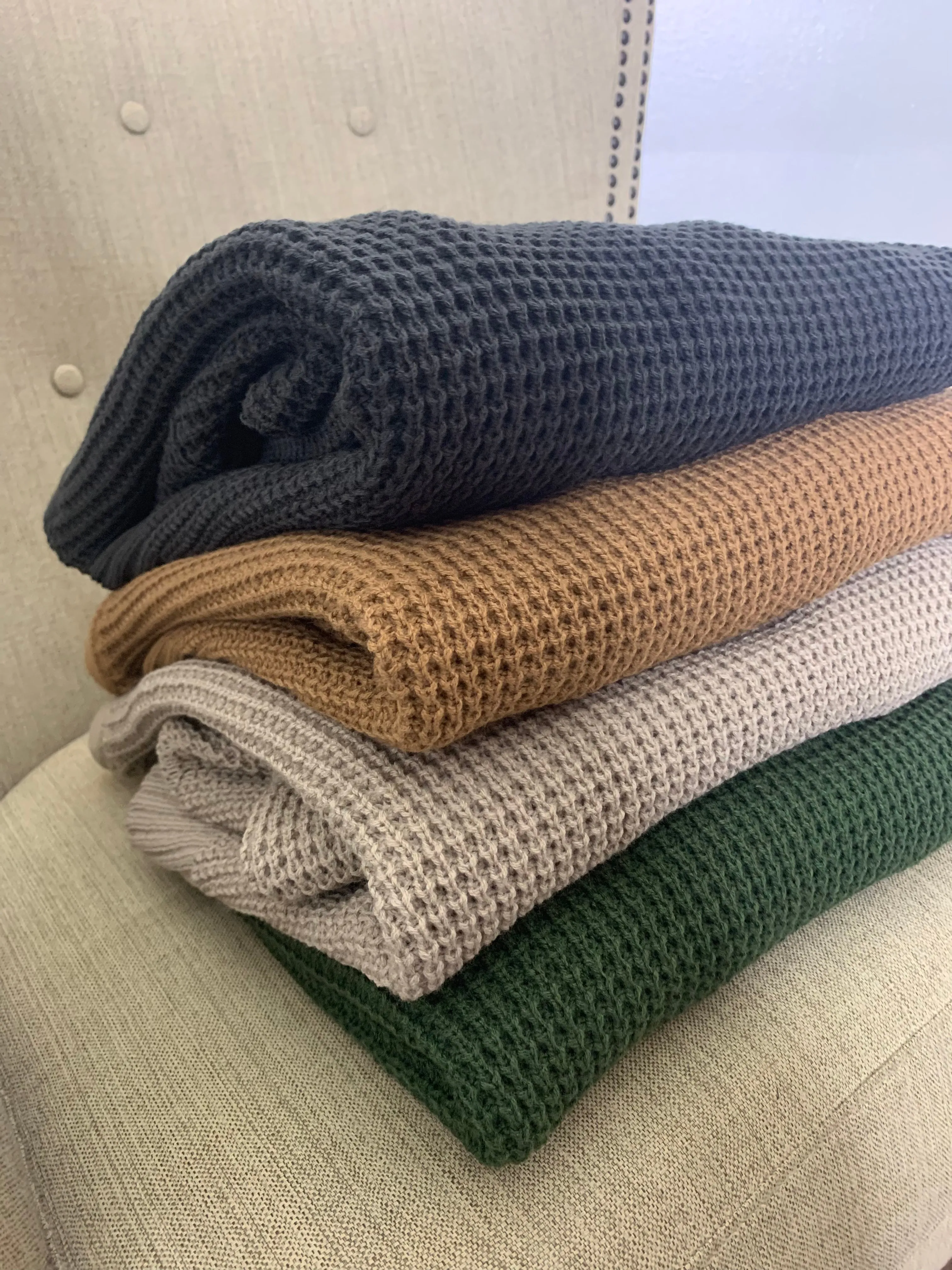 Waffle Knit V-neck Sweater