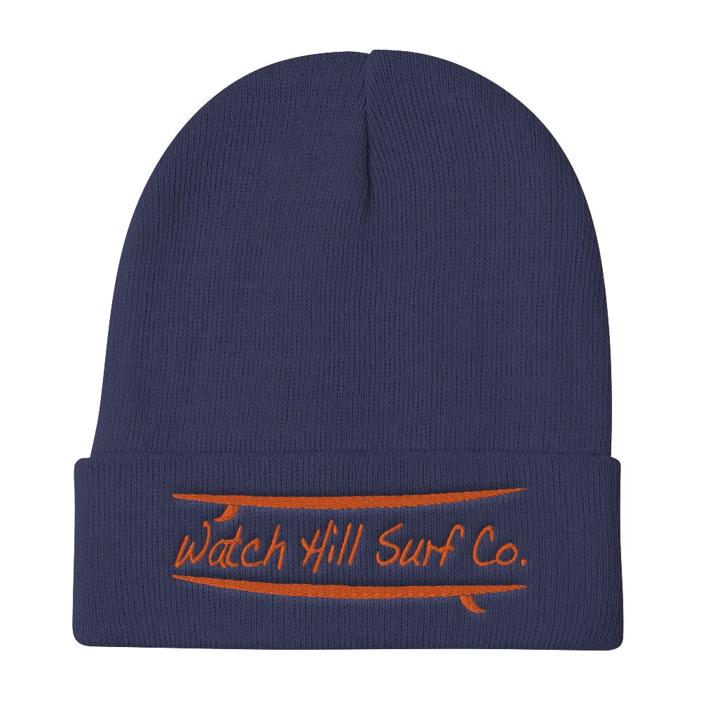 Watch Hill Surf Co. 'Parallel Boards' Embroidered Beanie (Orange)