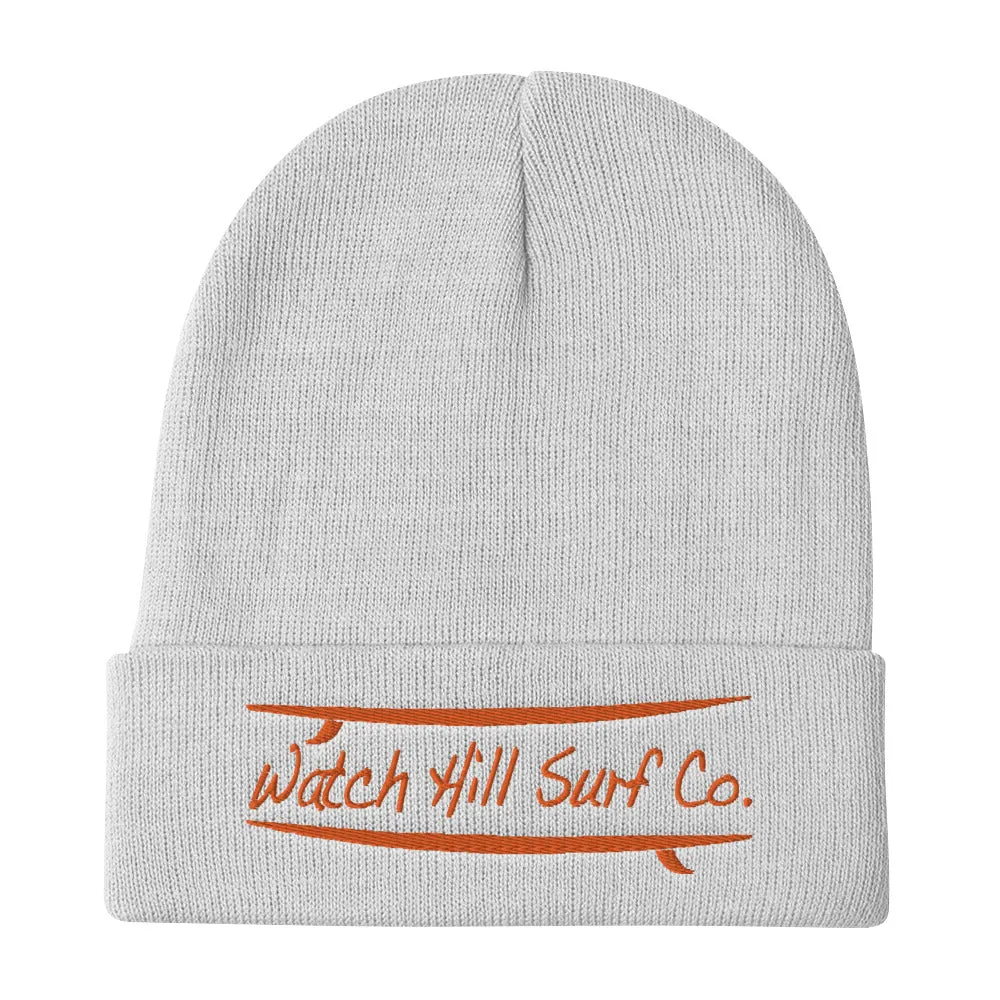 Watch Hill Surf Co. 'Parallel Boards' Embroidered Beanie (Orange)