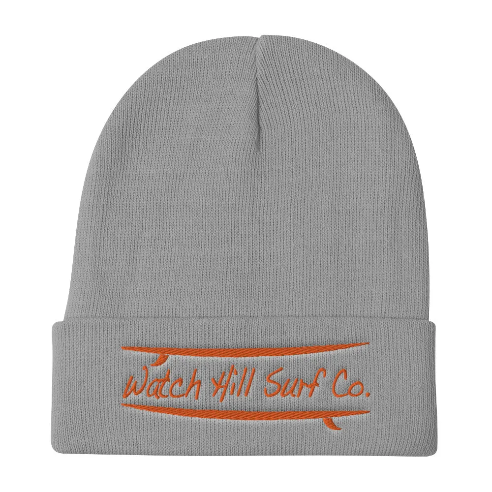 Watch Hill Surf Co. 'Parallel Boards' Embroidered Beanie (Orange)