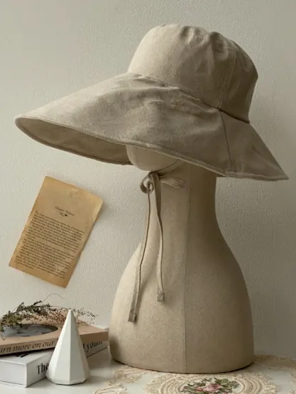 Wide Brim Linen Cotton Bucket Hat